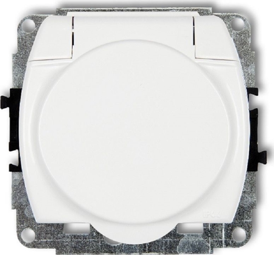 Picture of Karlik TREND Gniazdo bryzgoszczelne z/u (klapka biaa) biay GPB-1z