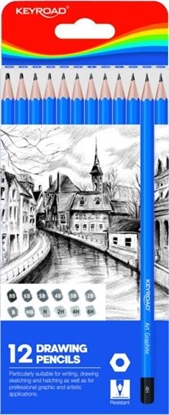 Attēls no Keyroad Zestaw oówków do szkicowania 12sztuk B, H, HB