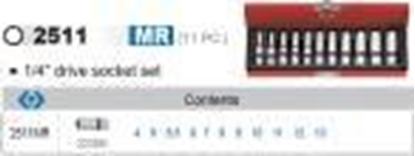 Attēls no King Tony KING TONY KOMPLET NASADEK 1/4" 11cz. DUGIE/KASETA KT2511MR