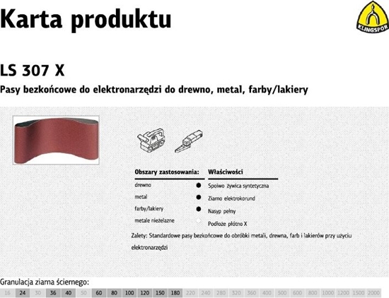 Picture of Klingspor Pas bezkocowy 75x457mm gr. 36 LS 307 X 1szt. (268641)