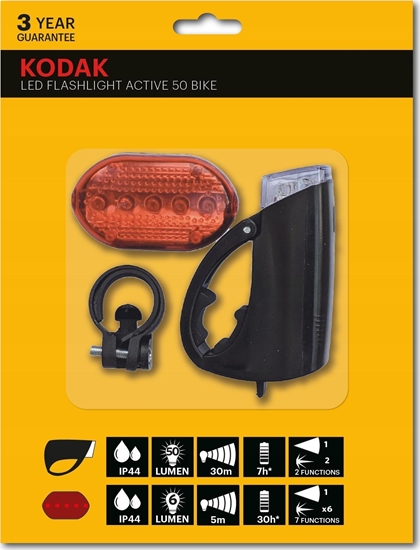Picture of Kodak Lampki Rowerowe Led Active 50 2 Szt. Przód + Ty Ip44