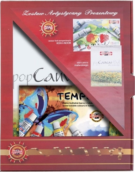 Picture of Koh I Noor ZESTAW DO MALOWANIA FARBY TEMPERY 162547 + PÓTNO MALARSKIE A4 W BLOKU (6) Koh-I-Nor