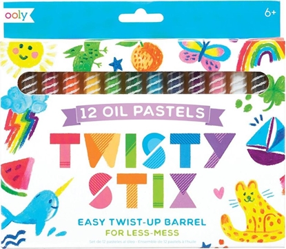 Attēls no Kolorowe Baloniki Kredki olejne pastelowe wykrcane 12 kolorów