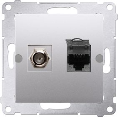 Attēls no Kontakt-Simon Gniazdo antenowe i komputerowe Simon 54 typu F i RJ45 kat. 6 srebrny mat (DASFRJ45.01/43)