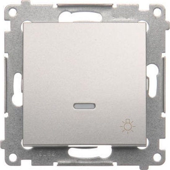Изображение Kontakt-Simon Simon 54 Przycisk /wiato/ z podwietleniem LED 16AX 250V srebrny mat DS1AL.01/43