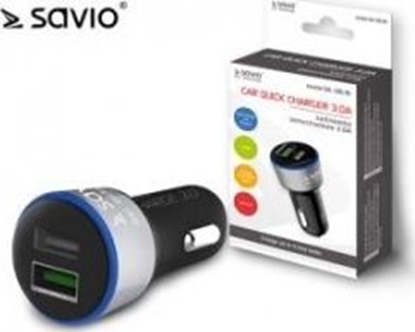 Attēls no Lādētājs Savio Car Quick Charge Charger LED Diode Black