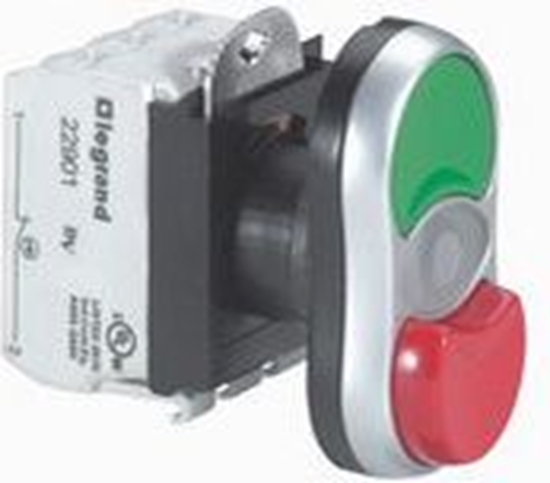 Picture of Legrand Przycisk sterowniczy podwójny 22mm czerwony / zielony 1Z 1R z samopowrotem z podwietleniem (023767)