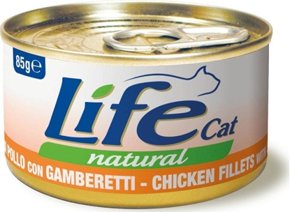 Изображение Life Pet Care LIFE CAT pusz.85g CHICKEN + SHRIMPS FILLETS /24