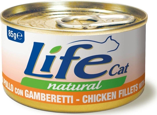 Изображение Life Pet Care LIFE CAT pusz.85g CHICKEN + SHRIMPS FILLETS /24