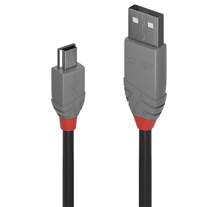 Attēls no Lindy 3m USB 2.0 Type A to Mini-B Cable, Anthra Line