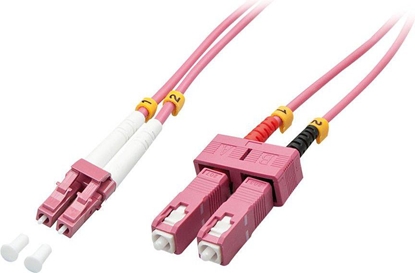 Picture of Lindy 46365 fibre optic cable 15 m LC SC OM4 Pink