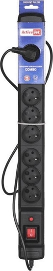 Picture of Listwa zasilajca Activejet Combo przeciwprzepiciowa 9 gniazd 5 m czarna