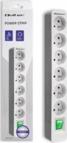 Изображение Listwa zasilajca Qoltec 6 gniazd 1.8 m biao-szara (1_819486)