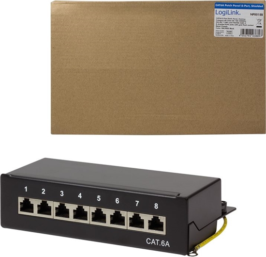 Picture of Logilink Patchpanel Cat.6A Tisch/Wand 8-port, Schwarz