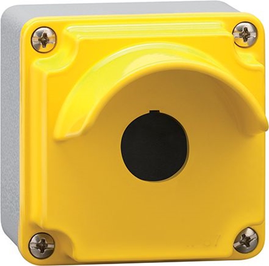 Picture of Lovato Electric Metalowa obudowa pusta 1 otwór pokrywa żółta z osłoną (LPZM1A5P)