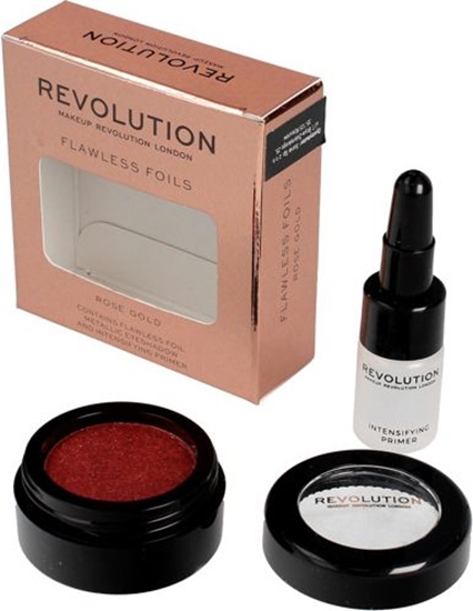 Изображение Makeup Revolution Flawless Foils Metaliczny cie do powiek + baza Rose Gold