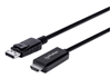 Изображение Manhattan DisplayPort 1.2 to HDMI Cable, 4K@60Hz, 3m, Male to Male, DP With Latch, Black, Not Bi-Directional, Three Year Warranty, Polybag