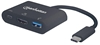 Изображение Manhattan USB-C Dock/Hub, Ports (x3): HDMI, USB-A and USB-C, 5 Gbps (USB 3.2 Gen1 aka USB 3.0), With Power Delivery (60W) to USB-C Port (Note additional USB-C wall charger and USB-C cable needed), Equivalent to CDP2HDUACP, Black, 3 Year Warranty, Blister