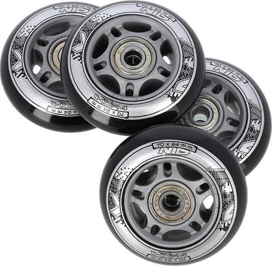 Picture of NILS Extreme PU 70x24 82A CZARNE N (4 szt.) + ABEC-9 (8 szt.) ZESTAW NILS EXTREME