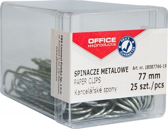 Изображение Office Products Spinacze metalowe 77mm, w pudełku, 25szt., srebrne