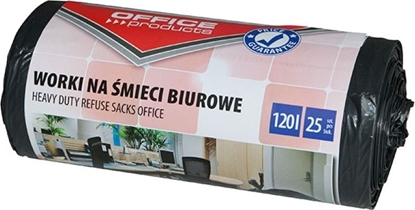 Attēls no Office Products Worki na śmieci biurowe OFFICE PRODUCTS, mocne (LDPE), 120l, 25szt., czarne