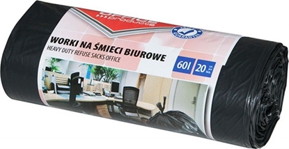 Attēls no Office Products Worki na mieci biurowe OFFICE PRODUCTS, mocne (LDPE), 60l, 20szt., czarne