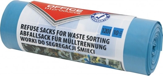 Picture of Office Products Worki na mieci domowe OFFICE PRODUCTS, do segregacji makulatury, mocne (LDPE), 120l, 10szt., niebieskie