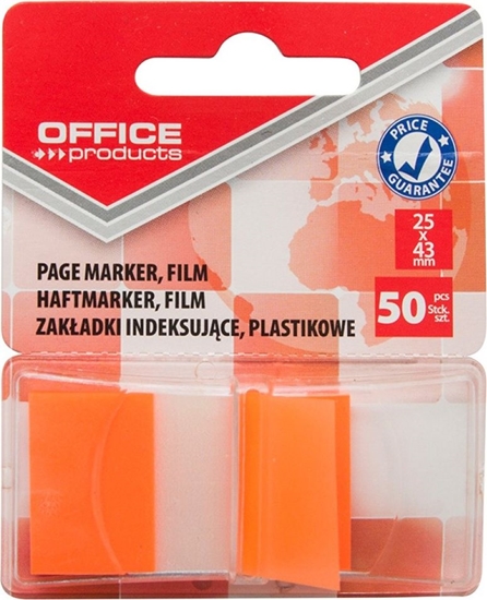 Picture of Office Products Zakadki indeksujce OFFICE PRODUCTS, PP, 25x43mm, 1x50 kart., blister, pomaraczowe