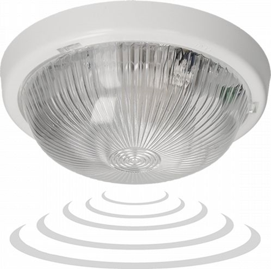 Picture of Orno 7070T-ALFA/MS, oprawa owietleniowa z mikrofalowym czujnikiem ruchu, 100W, E27, IP44, szko przeroczyste