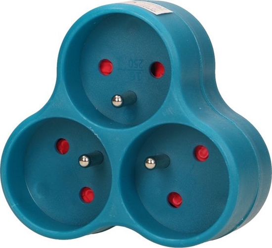 Picture of Orno Rozganik wtyczkowy 3-gniazda z/u turkusowy OR-AE-13134/T