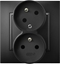 Picture of Ospel ARIA Gniazdo podwójne z/u z funkcj niezamiennoci faz czarny metalik GP-2UC/33