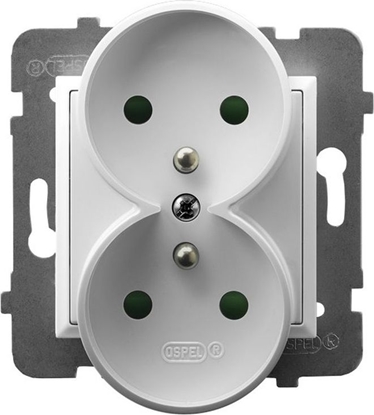 Picture of Ospel ARIA Gniazdo podwójne z/u z przesonami torów prdowych biay GP-2URZP/m/00