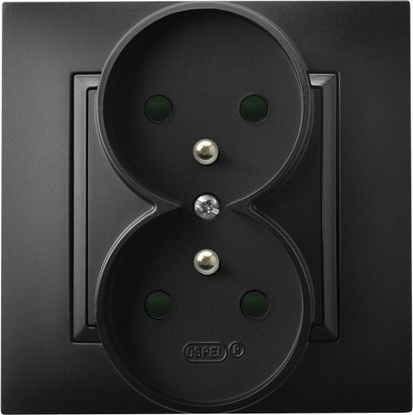 Picture of Ospel ARIA Gniazdo podwójne z/u z przesonami torów prdowych czarny metalik GP-2UZP/33