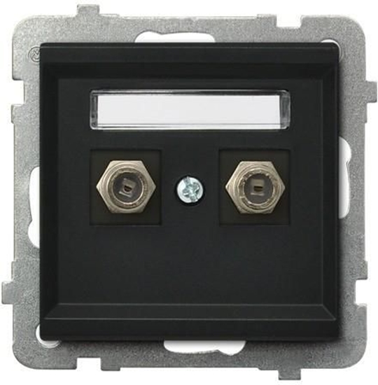 Picture of Ospel Gniazdo antenowe Sonata typu F podwójne czarny metalik (GPA-2RF/m/33)