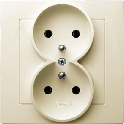Picture of Ospel Gniazdo AS podwójne z uziemieniem ecru (GP-2GZ/27)