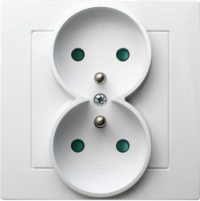 Picture of Ospel Gniazdo AS podwójne z uziemieniem i przesonami torów prdowych biae (GP-2GZP/00)