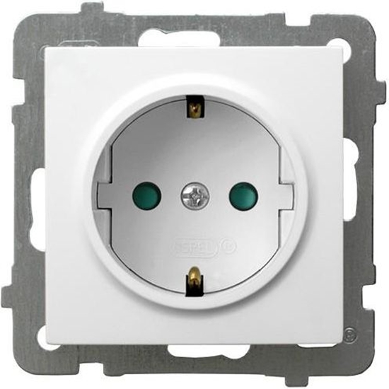 Picture of Ospel Gniazdo AS pojedyncze schuko z przesonami biae (GP-1GSP/m/00)