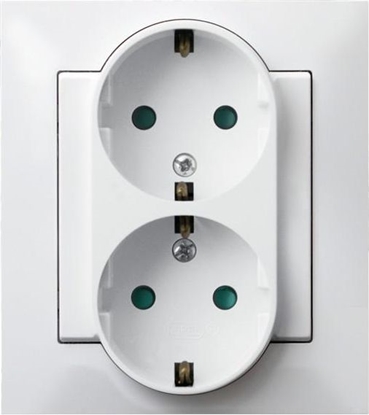 Picture of Ospel Gniazdo Impresja podwójne schuko z przesonami biae (GP-2YSP/00)