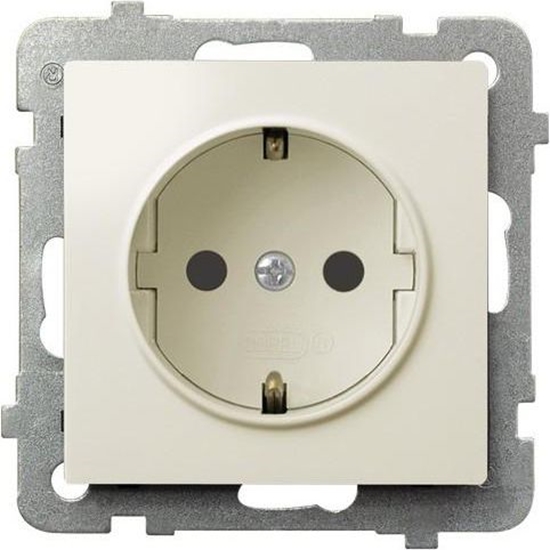 Picture of Ospel Gniazdo Impresja pojedyncze schuko ecru (GP-1YS/m/27)