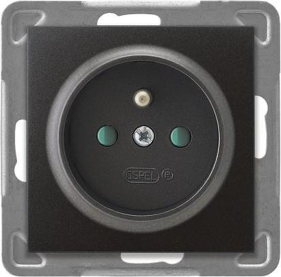 Picture of Ospel Gniazdo Impresja pojedyncze z uziemieniem i przesonami antracyt (GP-1YZP/m/50)