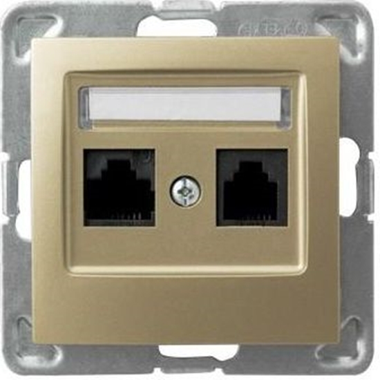 Picture of Ospel Gniazdo komputerowe Impresja podwójne RJ45 5e zoty metalik (GPK-2Y/K/m/28)