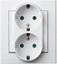 Attēls no Ospel Gniazdo podwójne Sonata z ramk schuko 16A IP20 z przesonami biae (GP-2RSP/00)