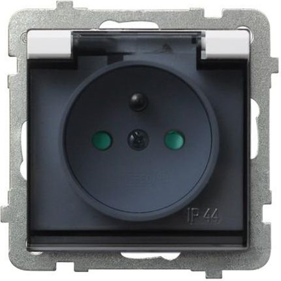 Изображение Ospel Gniazdo Sonata bryzgoszczelne z uziemieniem przesonami klapka dymna biae (GPH-1RZP/m/00/d)