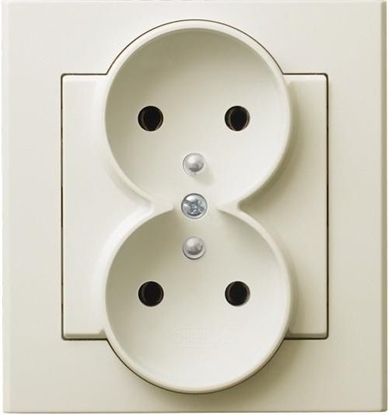 Picture of Ospel Gniazdo Sonata podwójne z uziemieniem ecru (GP-2RZ/27)