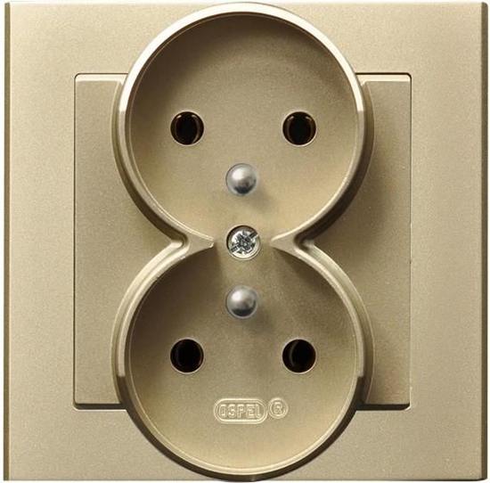 Picture of Ospel Gniazdo Sonata podwójne z uziemieniem zoty szampaski (GP-2RZ/39)