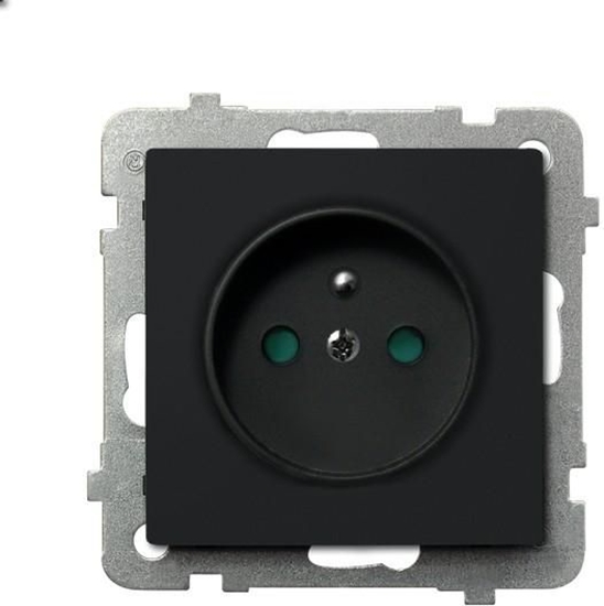 Picture of Ospel Gniazdo Sonata pojedyncze z uziemieniem i przesonami czarny metalik (GP-1RZP/m/33)