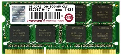 Picture of Pamięć do laptopa Transcend SODIMM, DDR3, 4 GB, 1066 MHz, CL7 (TS512MSK64VIN)