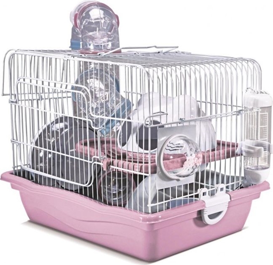 Изображение Panama Pet Klatka dla gryzoni,do czasowego pobytu 35,5x26,6x27,5 cm, biao/róowa