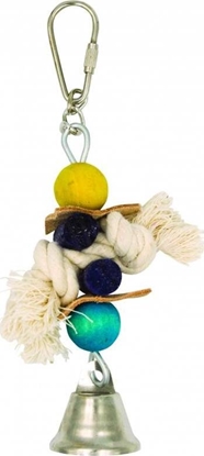 Picture of Panama Pet Panama Pet wisząca zabawka z drewna, skóry i sznurka, z dzwonkiem 17 cm