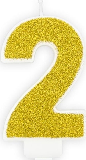 Picture of Party Deco wieczka cyferka z brokatem - 2 - 1 szt. uniwersalny